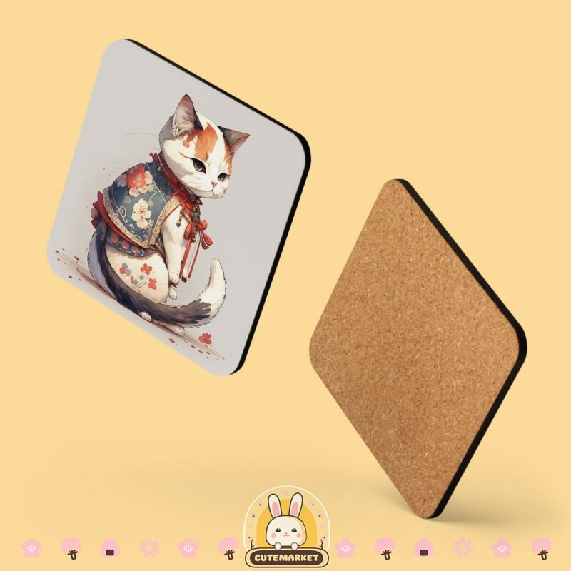 Cool Cat Design Cork-back Coaster