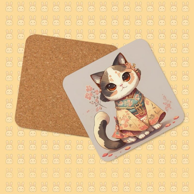 Cool Cat Design Cork-back Coaster