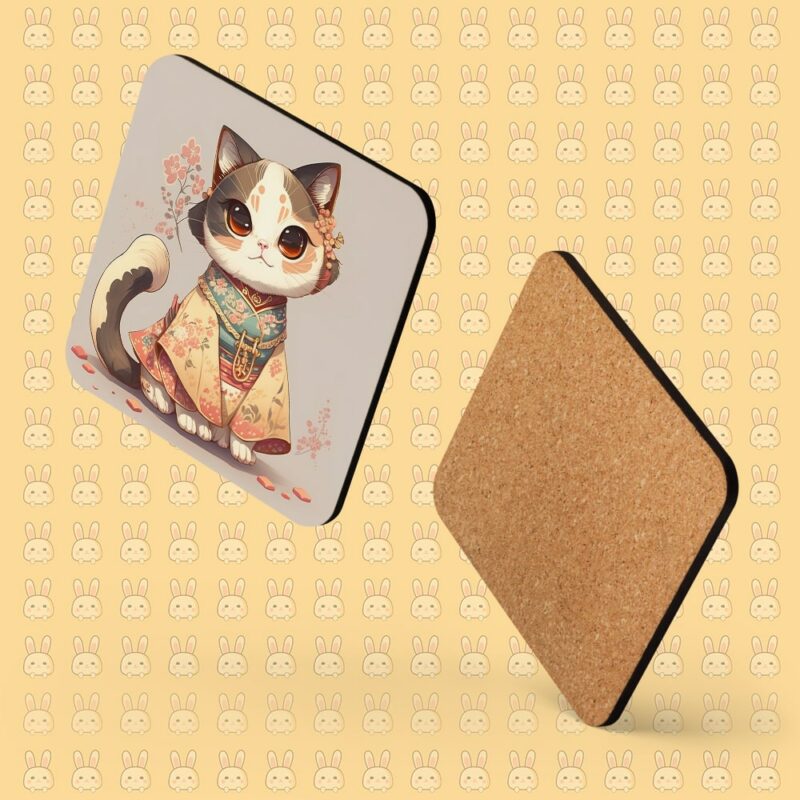 Cool Cat Design Cork-back Coaster