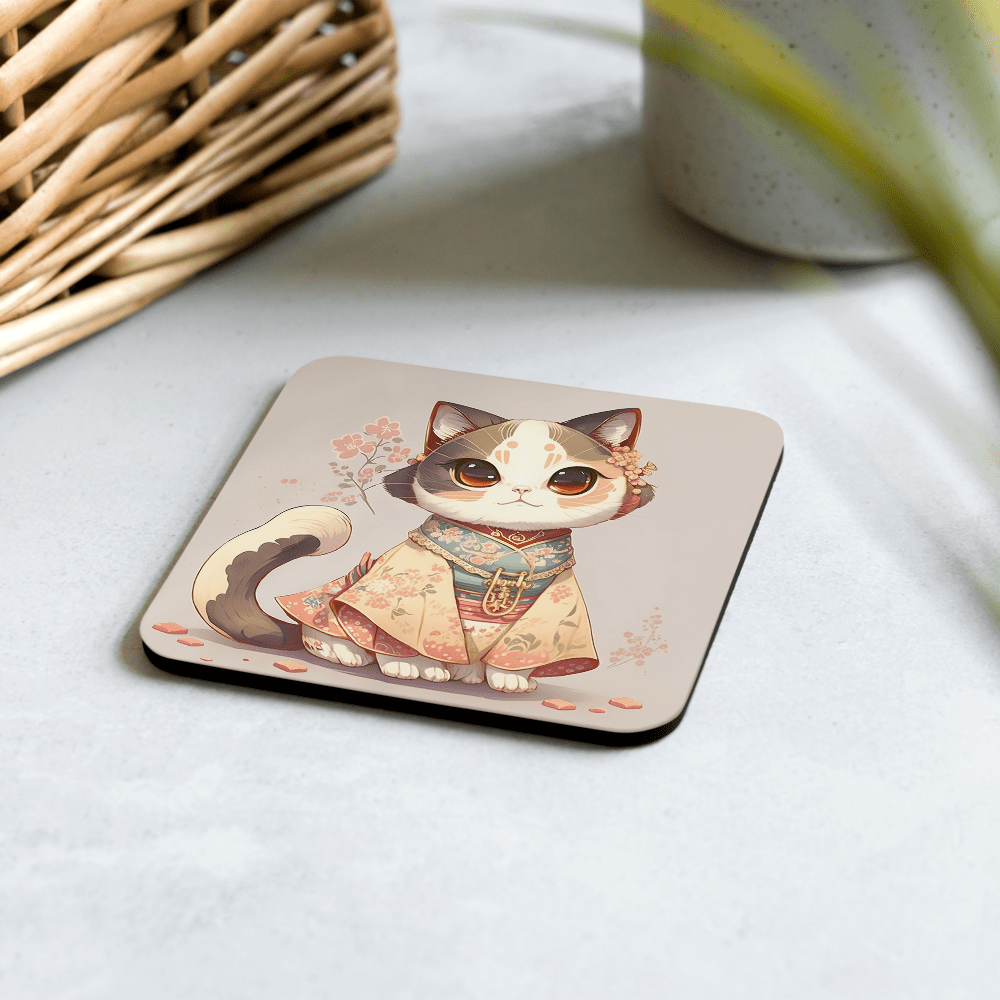 Cool Cat Design Cork-back Coaster