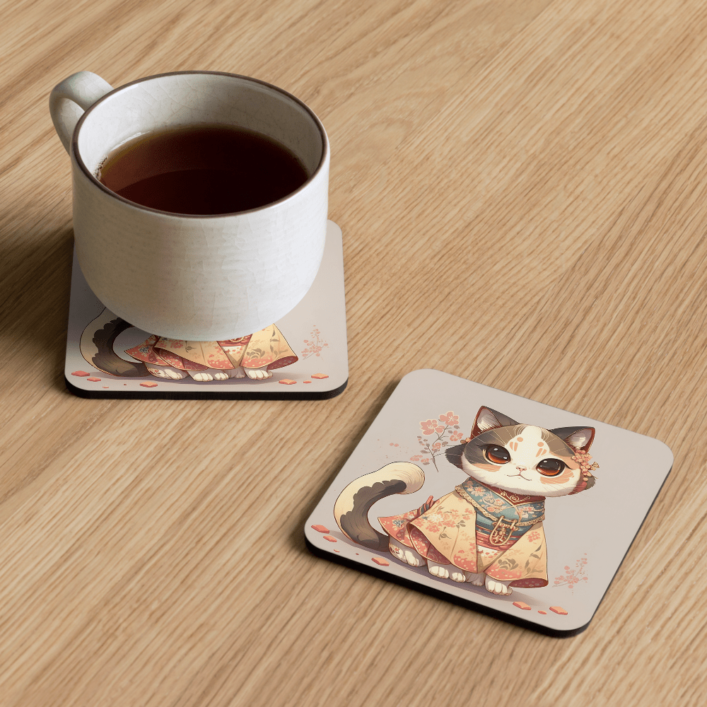 Cool Cat Design Cork-back Coaster