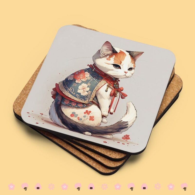 Cool Cat Design Cork-back Coaster