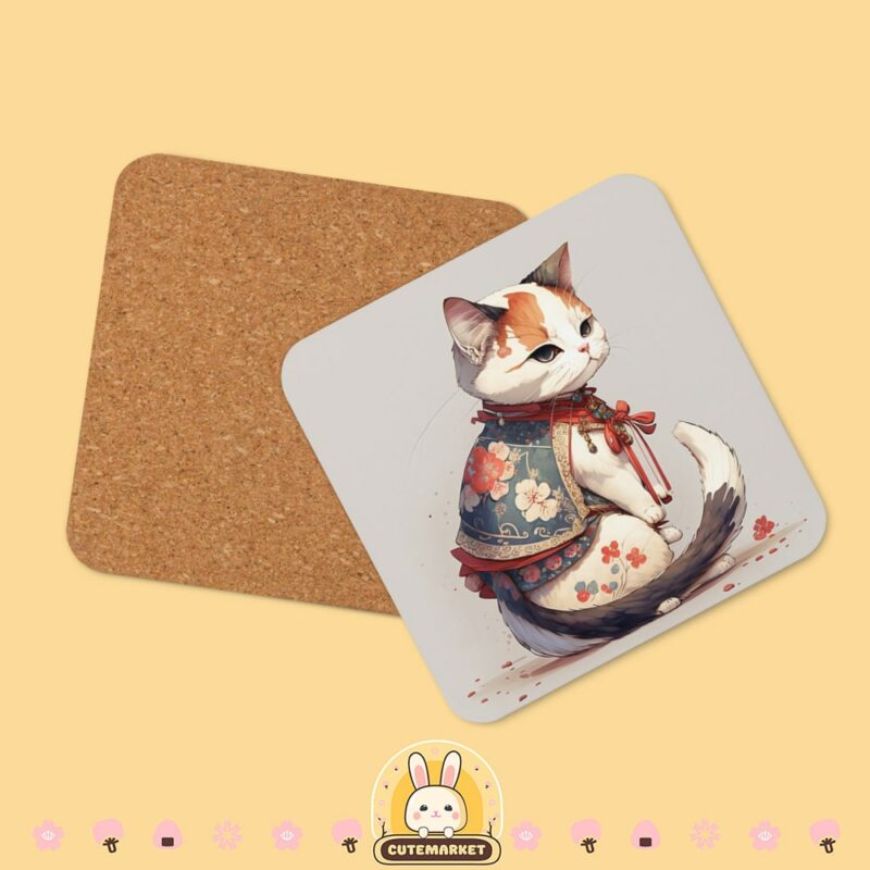 Cool Cat Design Cork-back Coaster