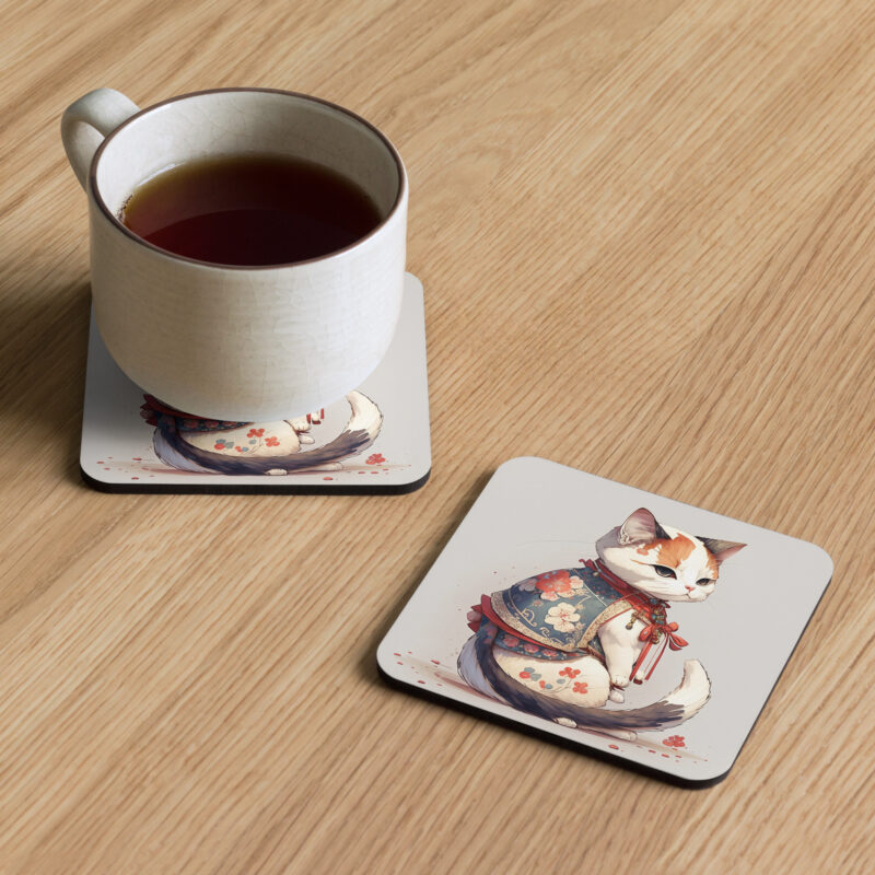 Cool Cat Design Cork-back Coaster