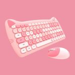 Cute Cat Wireless Keyboard and Mouse in Pink